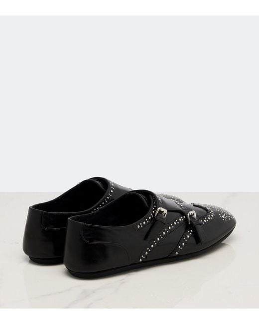 Fendi Black Studded Leather Monk Strap Shoes