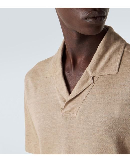 Zegna Natural Linen Polo Shirt for men