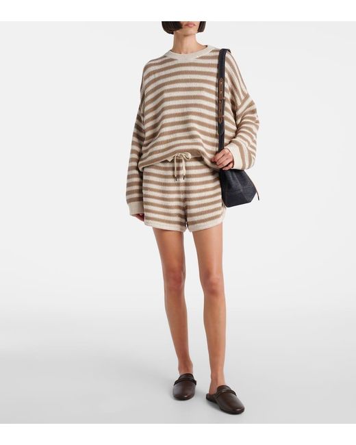 Short Raye En Coton Melange Brunello Cucinelli en coloris Natural