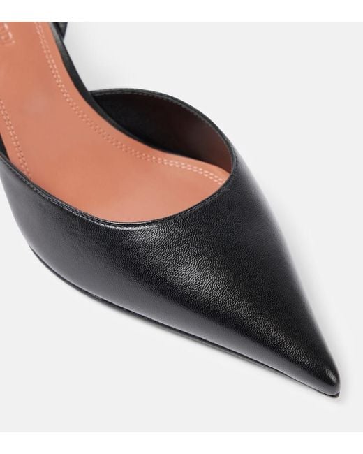 AMINA MUADDI Black Sofia Leather Slingback Pumps