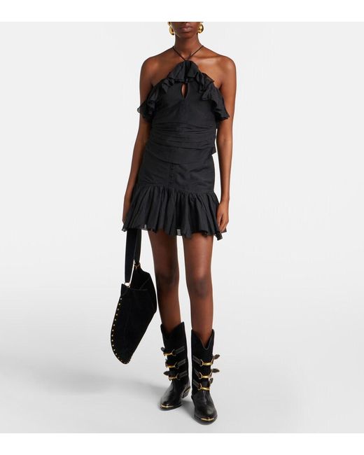 Isabel Marant Black Djimia Halterneck Cotton-Blend Voile Top