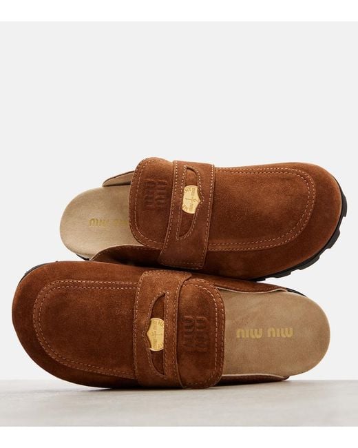 Miu Miu Brown Oliva Suede Mules