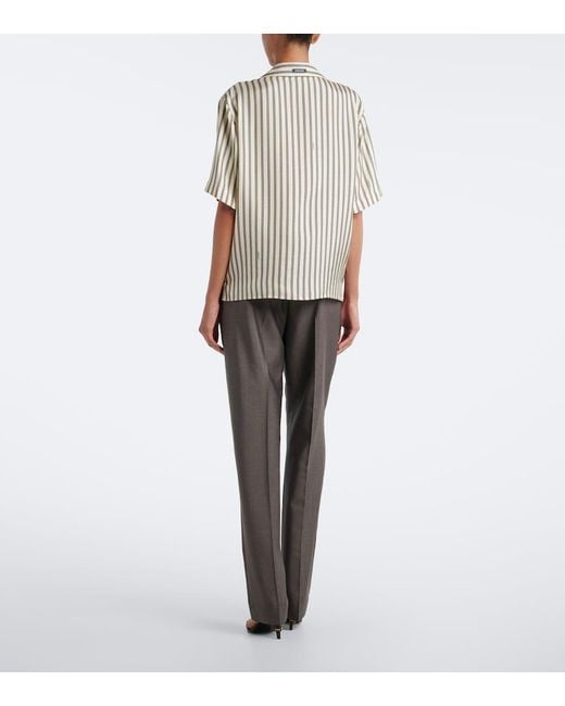 Versace Gray Wool And Mohair Straight Pants
