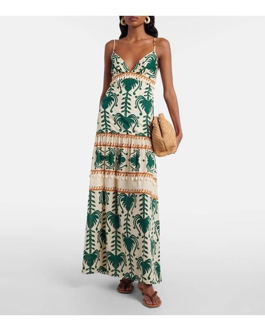 Johanna Ortiz Green Keeper Cotton Poplin Maxi Dress