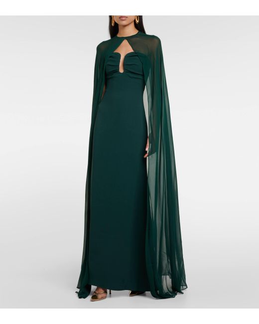 Robe longue en crepe de soie Roland Mouret en coloris Green