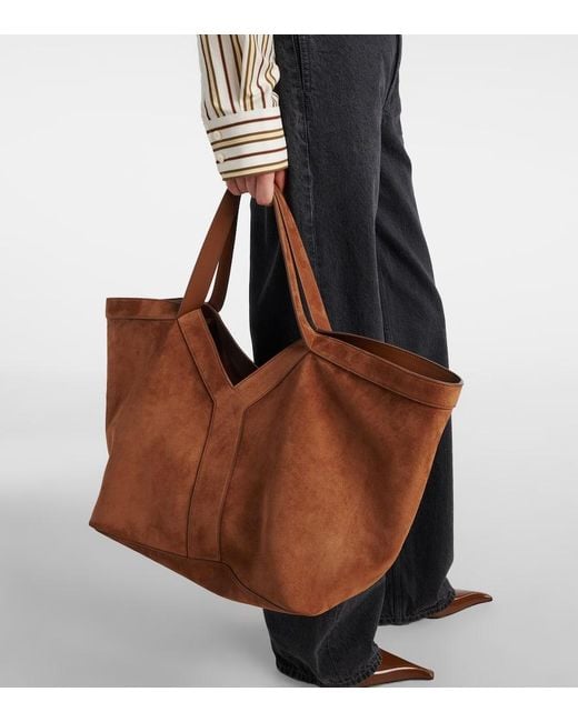 Saint Laurent Brown Tote Bag Y Aus Veloursleder