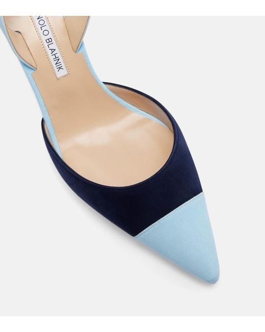 Manolo Blahnik Blue Capsli Suede Slingback Pumps