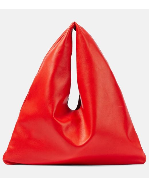 The Row Red Bindle Small Leather Tote Bag