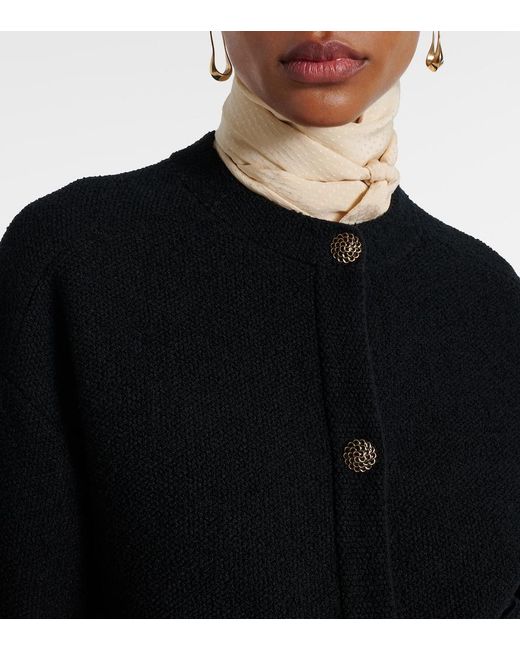 Loro Piana Black Cropped Cotton And Silk Cardigan