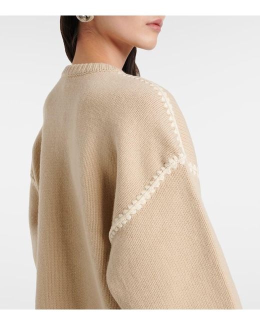 Pull Brode En Laine, Cachemire Et Coton Totême  en coloris Black