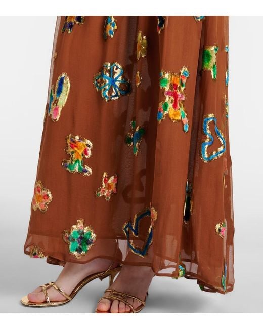 ALÉMAIS Brown Silk-Blend Gown