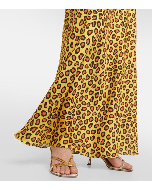 Rabanne Metallic Chain-Detail Leopard-Print Satin Slip Dress