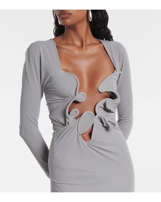 Christopher Esber Gray Maxikleid Molded Venus Aus Mesh