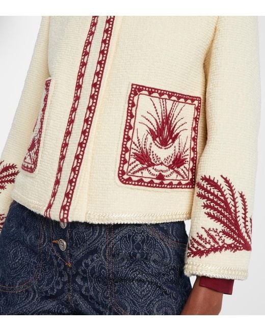 Etro Natural Embroidered Wool Boucle Jacket