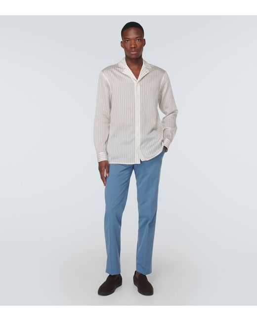Camicia in misto lyocell di Giorgio Armani in White da Uomo