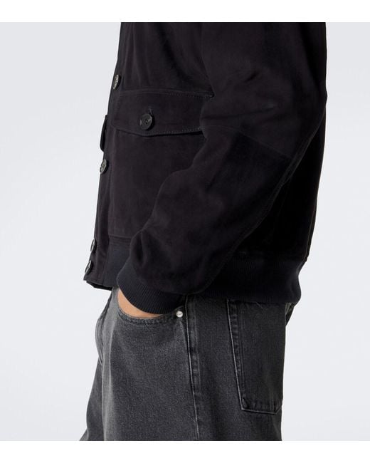 Arma Blue Tomme Reversible Suede Blouson Jacket for men