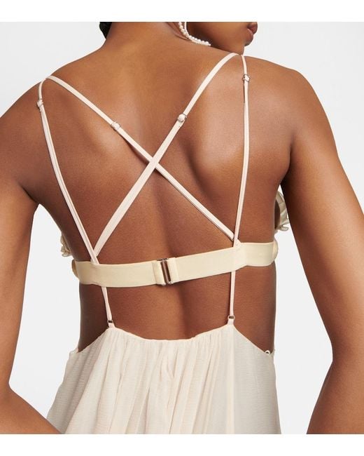 Nensi Dojaka White Bridal Cutout Silk Chiffon Gown