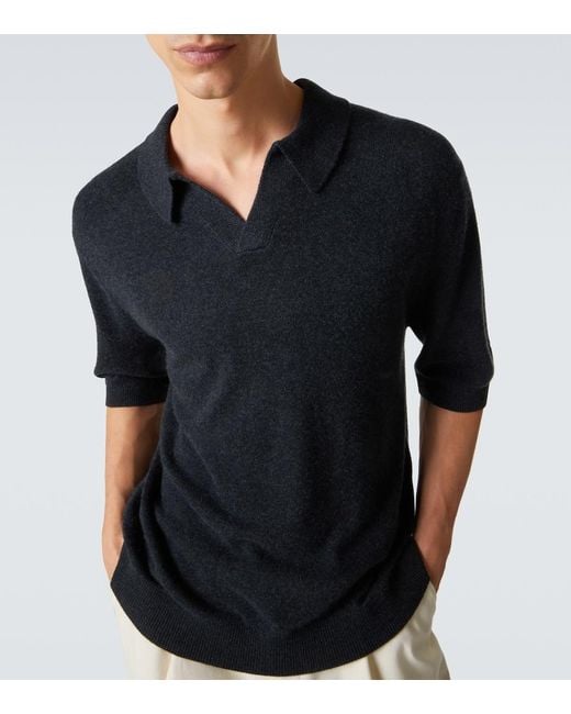 LeKasha Black Bale Cashmere Polo Sweater for men