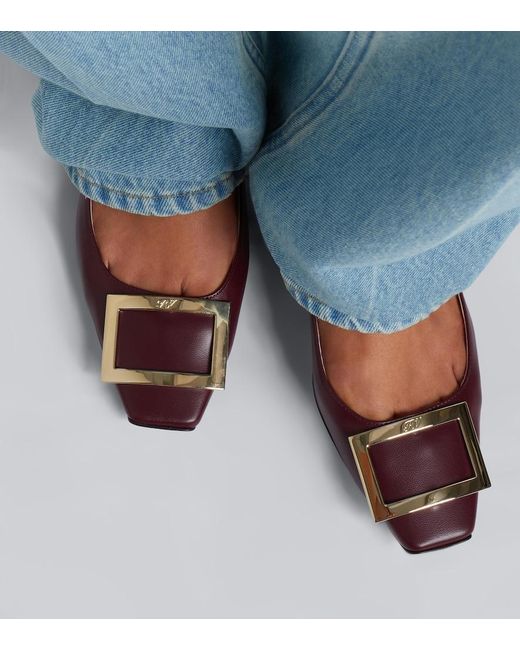 Roger Vivier Brown Trompette Embellished Leather Pumps