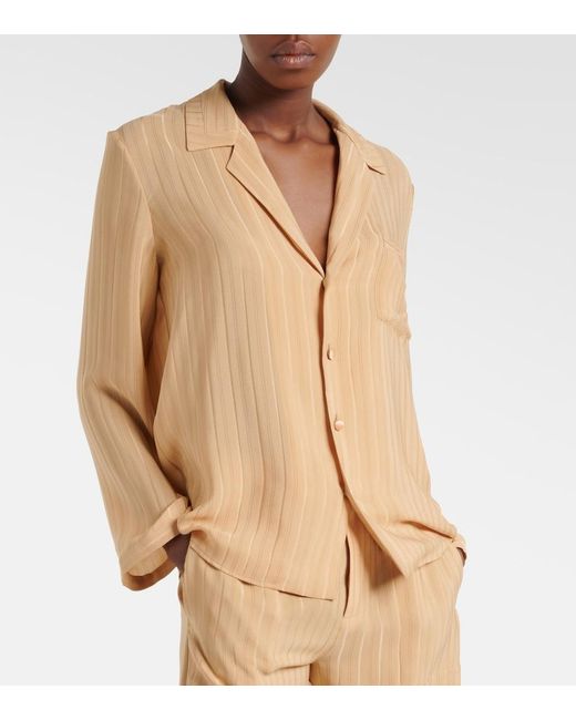 Saint Laurent Natural Striped Silk Shirt