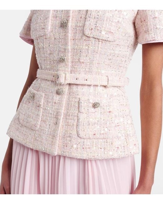 Self-Portrait Pink Embellished Midi Dress