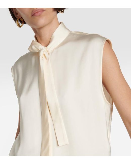 Jil Sander Natural Satin Sleeveless Blouse
