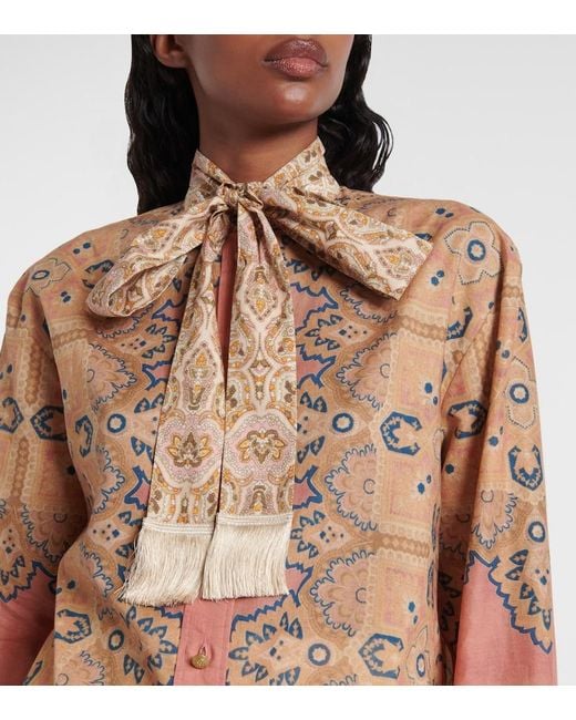 Valentino Multicolor Voyage Imaginaire Cotton Muslin Blouse