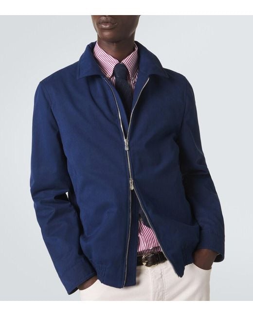 Brunello Cucinelli Blue Technical Blouson Jacket for men