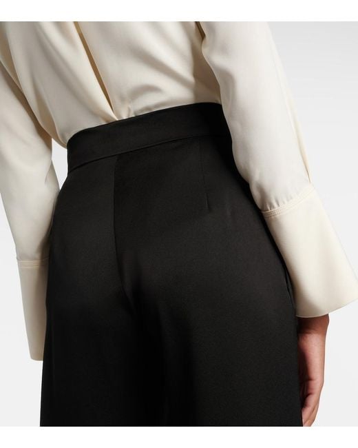 Max Mara Black Divo Satin Wide-Leg Pants
