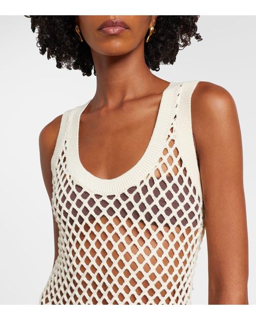 Vestido Largo Ilaria De Algodon Con Flecos Sir de color White