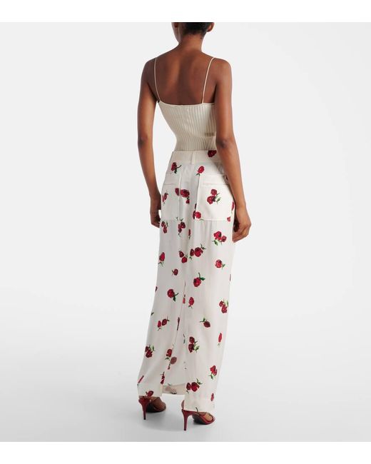 Khaite Pink Lucian Printed Twill Maxi Skirt