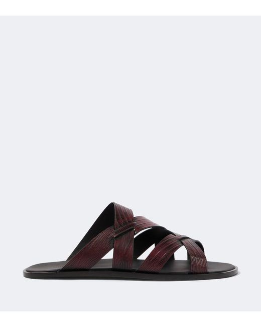 Manolo Blahnik Brown Marvin Croc-Effect Leather Slides for men