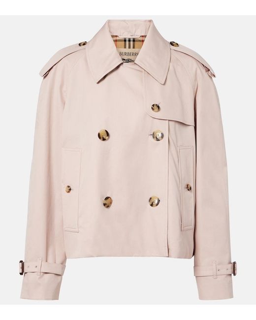 Burberry Pink Cropped Cotton Gabardine Trench Coat