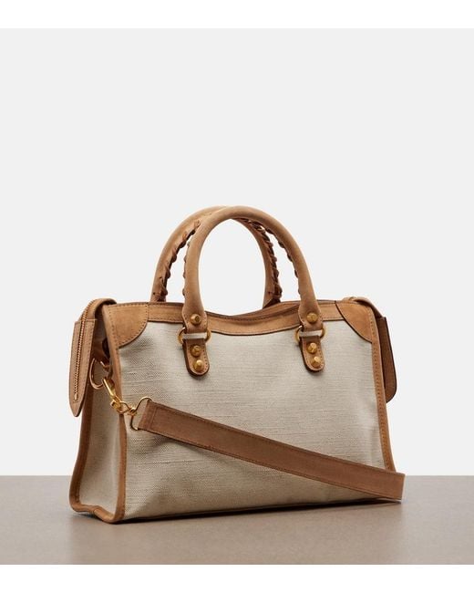 Balenciaga Brown Le City Small Canvas Top-Handle Bag