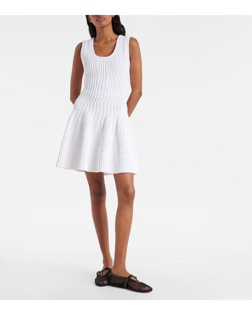 Robe En Maille Pointelle Alaïa en coloris White