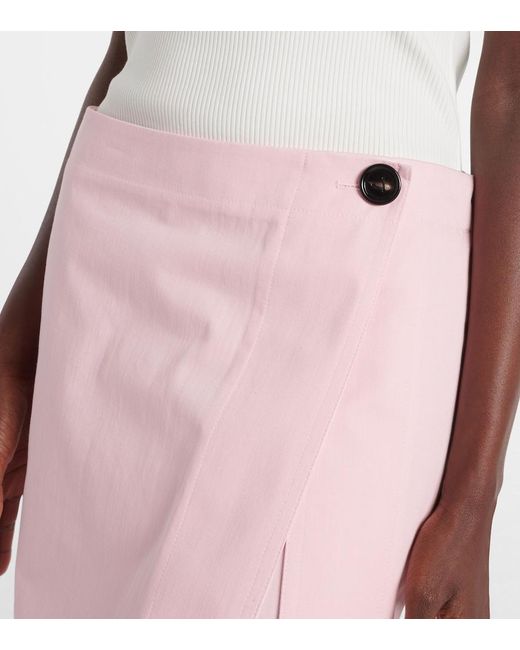 Bottega Veneta Pink Cotton Twill Midi Skirt