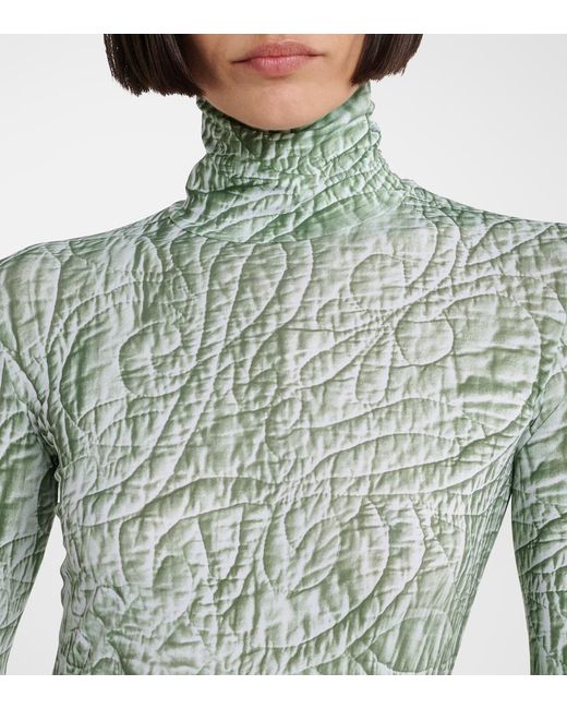MM6 by Maison Margiela Green Printed Jersey Bodysuit