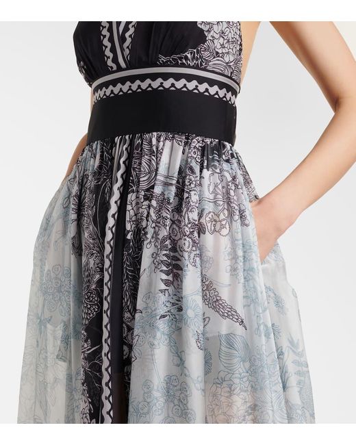 Elie Saab White Printed Silk Chiffon Maxi Dress