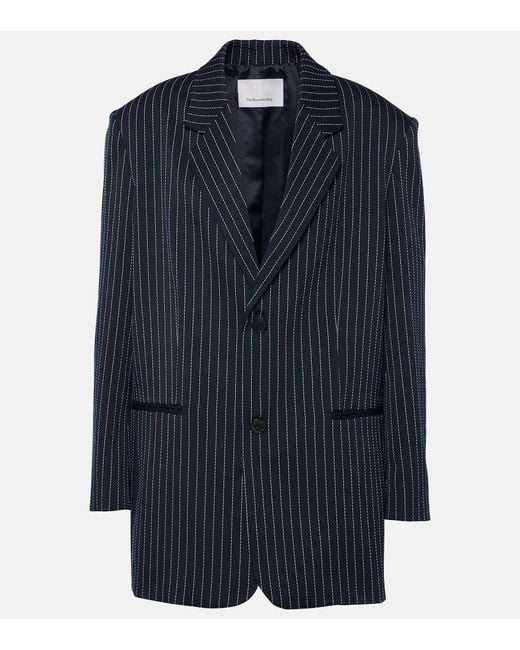 Frankie Shop Blue Aiden Pinstripe Twill Blazer