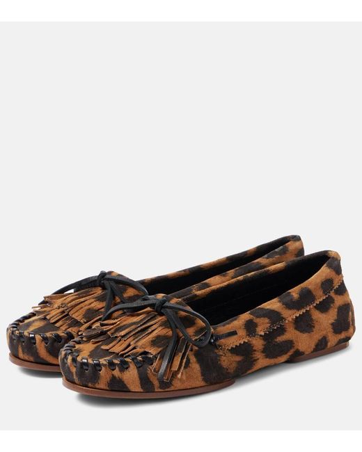 Paris Texas Brown Indie Leopard-Print Suede Loafers