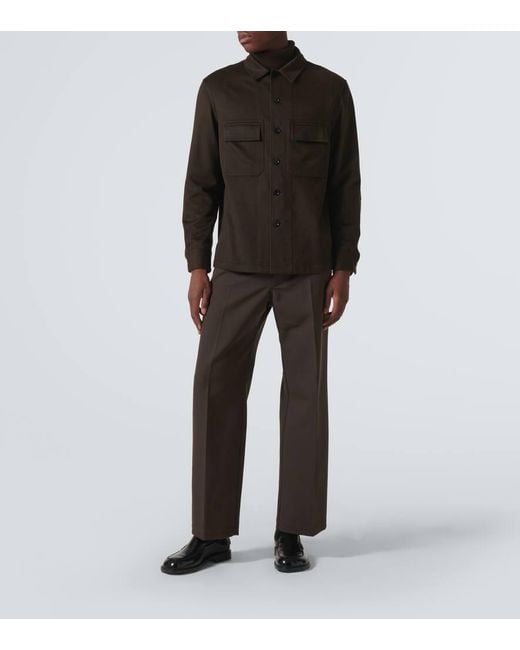 Zegna Green Luxe Cashmere Button-Front Overshirt for men