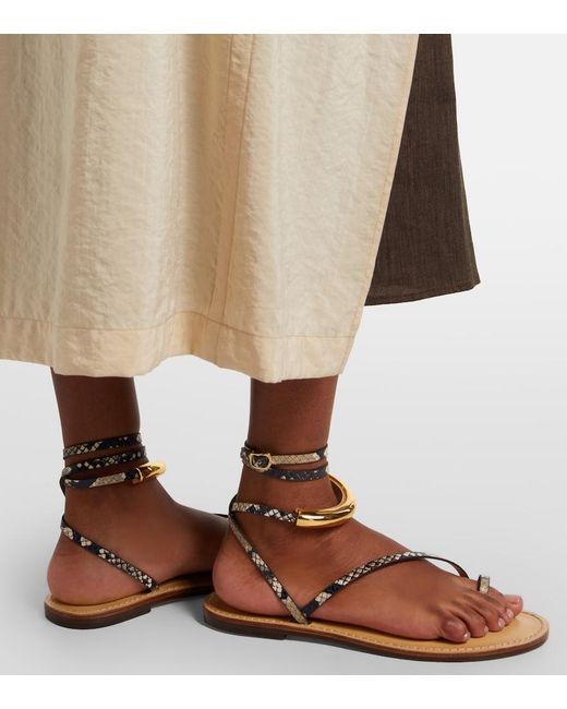 Amanu Metallic Kalahari Snake-Effect Leather Sandals