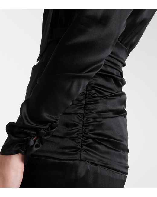 Alessandra Rich Black Off-Shoulder Silk Midi Dress