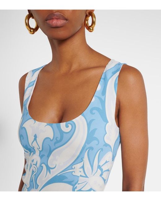 Etro Blue Printed Midi Dress
