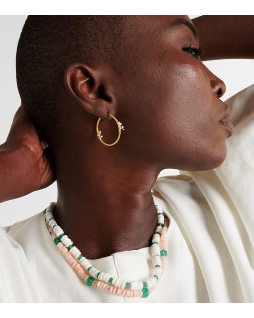 Ileana Makri White Medium 18Kt Hoop Earrings With Diamonds
