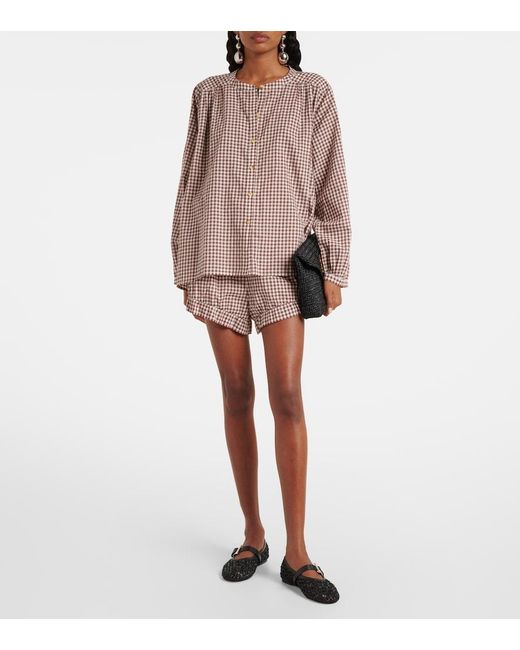 Posse Brown Callie Gingham Cotton Shorts