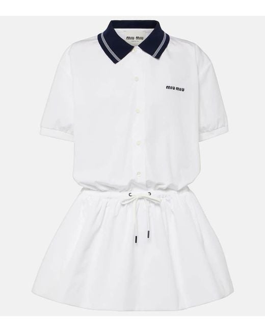 Miu Miu Logo Cotton Polo Dress in White | Lyst Australia