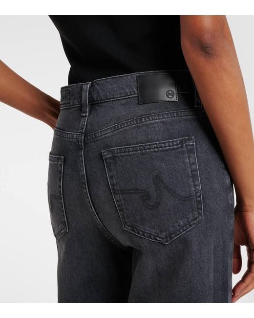 AG Jeans Blue New Baggy Mid-Rise Wide-Leg Jeans