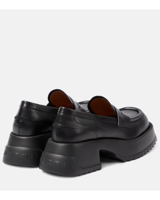 Marni Black Leather Platform Loafers