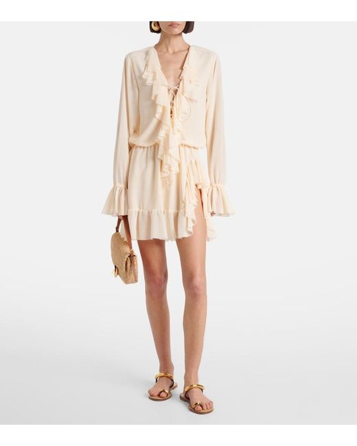 Bananhot Natural Bellen Ruffled Minidress